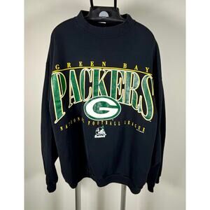 Vintage 1996 Riddell NFL Green Bay Packers Black Sweatshirt Men's Size Medium